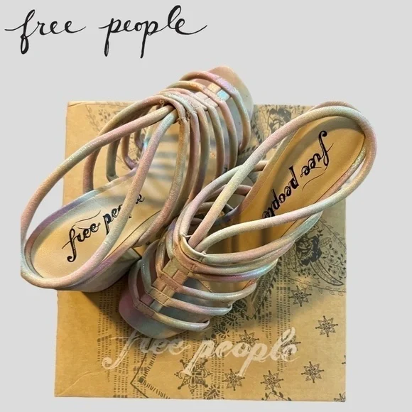 FREE PEOPLE Colette Cinched Ankle Block-Heel Strappy LEATHER Sandal/9.5M NWT - Picture 14 of 16